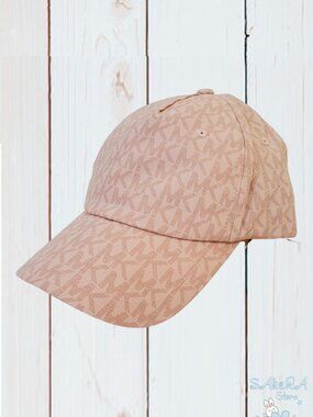 NWT MICHAEL KORS AUTHENTIC ALLOVER MK LOGO WOMEN'S PINK BASEBALL CAP HAT